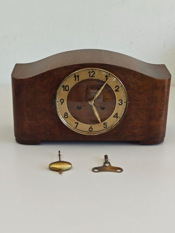 Mauthe Kaminuhr – Wurzelholz Art Déco – mechanisch – 1930
