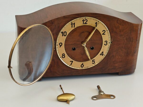 Mauthe Kaminuhr – Wurzelholz Art Déco – mechanisch – 1930 – Detail 3