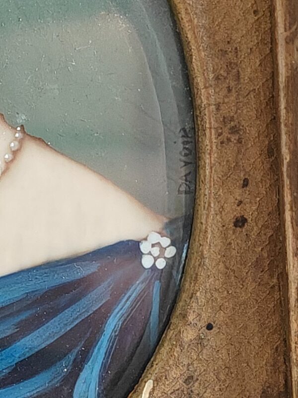 miniaturportrait-dame-19-jahrhundert-signiert-davoir (3) Miniaturportrait – Dame 19. Jahrhundert – signiert Davoir – Detail 4