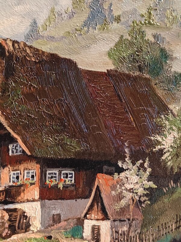 olgemalde-haus-huhner-hugo-muller-signiert-46x37cm (3) Ölgemälde ‚Haus & Hühner‘ – Hugo Müller signiert – 46x37cm – Detail 4