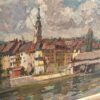 Original Gemälde Hans Grütter – Olten mit Holzbrücke – 1959 – Detail 5