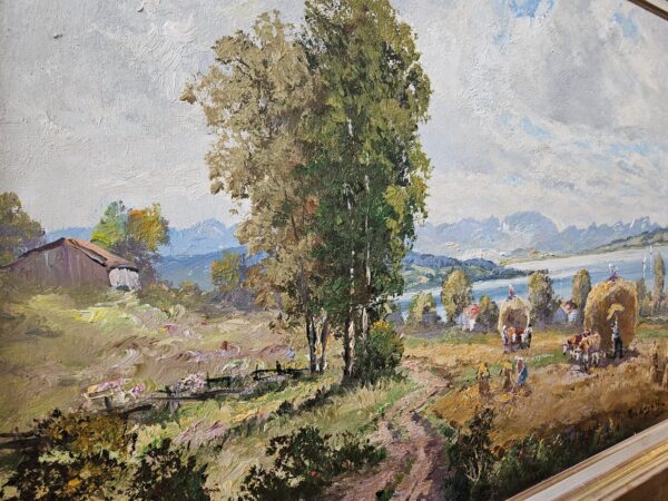 Original Ölgemälde Heuernte – Randolf Wehn – Chiemsee – 1950 – Detail 3