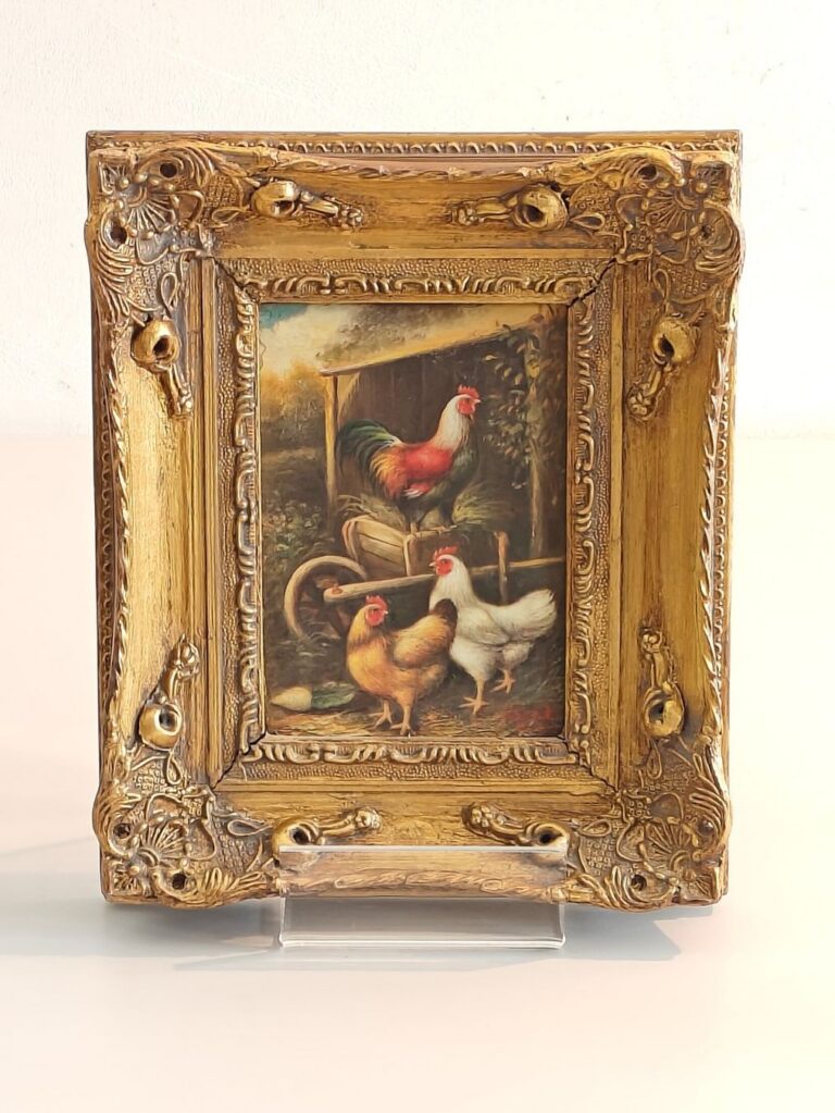 Original Ölgemälde Hühnerhof – Edgar Hunt – 1940