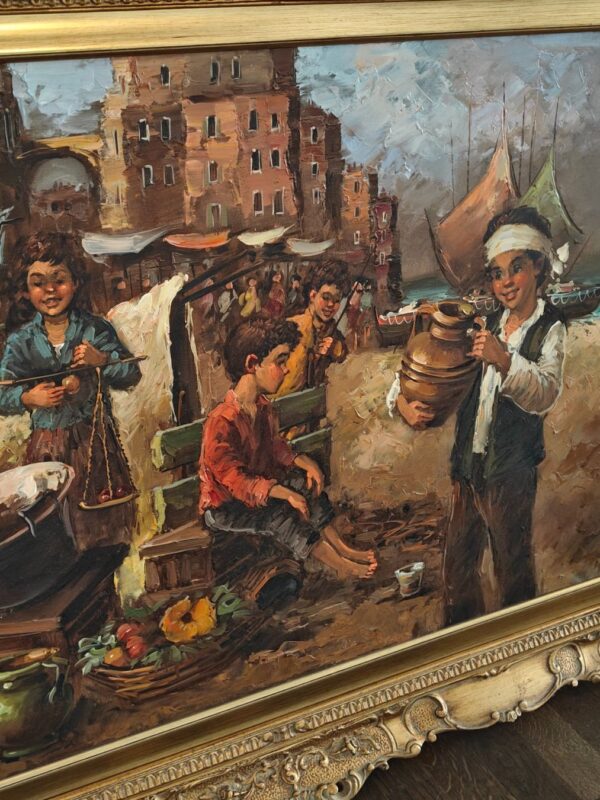 Original Ölgemälde Nino Salvadori – Scugnizzi – 130x100cm – Detail 3