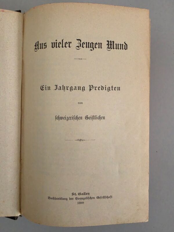 Antikes Predigtbuch – Schweizer Geistliche – St. Gallen 1899 – Detail 2