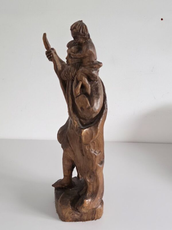 Geschnitzte Holzfigur – Heiliger Christophorus mit Jesuskind – Detail 3