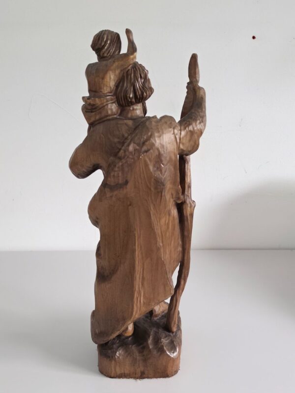 Geschnitzte Holzfigur – Heiliger Christophorus mit Jesuskind – Detail 4