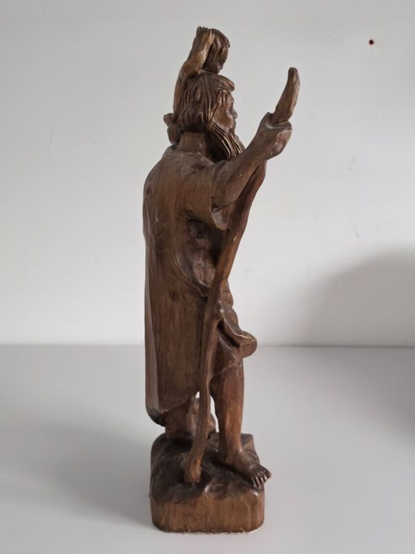 Geschnitzte Holzfigur – Heiliger Christophorus mit Jesuskind – Detail 5