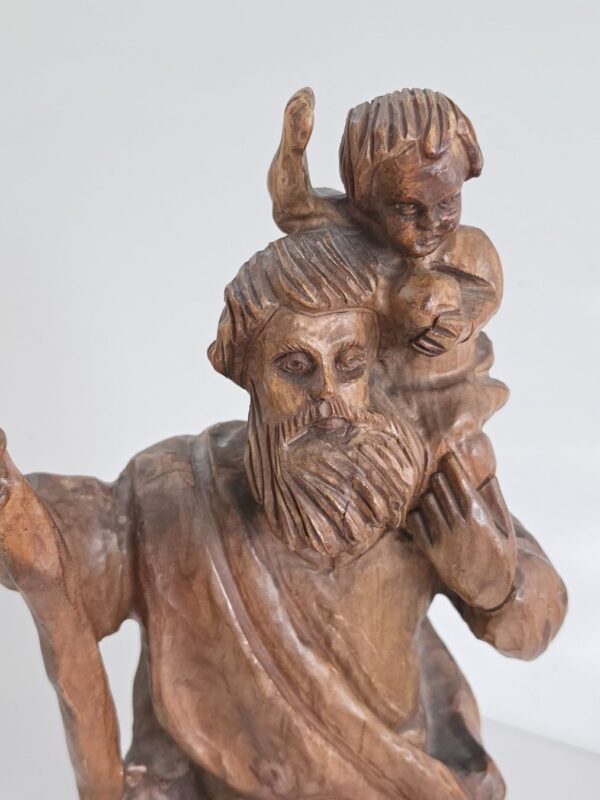 Geschnitzte Holzfigur – Heiliger Christophorus mit Jesuskind – Detail 6
