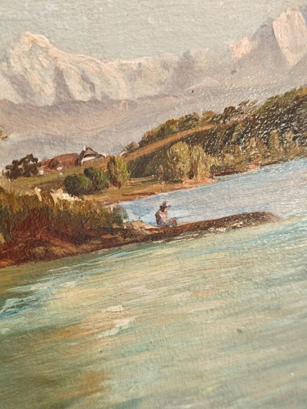 Alpenlandschaft Wyttenbach Original Alpenlandschaft Gemälde – Adolf Wyttenbach 1895 – Detail 3