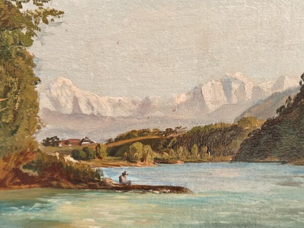 Alpenlandschaft Wyttenbach Original Alpenlandschaft Gemälde – Adolf Wyttenbach 1895 – Detail 5