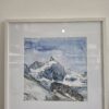 Gerahmtes Aquarell Zinalrothorn von Marcel Hischier, Gesamtansicht mit weissem Rahmen