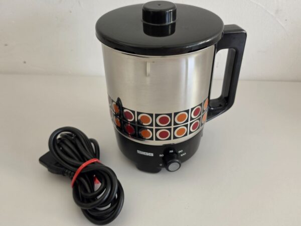 Vintage SIGG Reisekocher Edelstahl – Retro Muster – 1970er